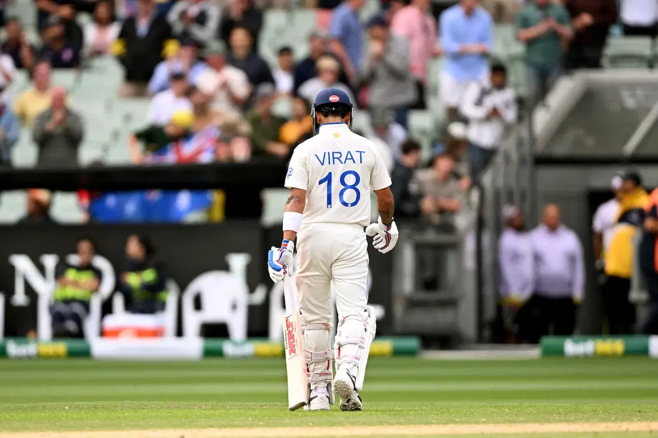 Virat Kohli walks back after getting dismissed at the MCG.