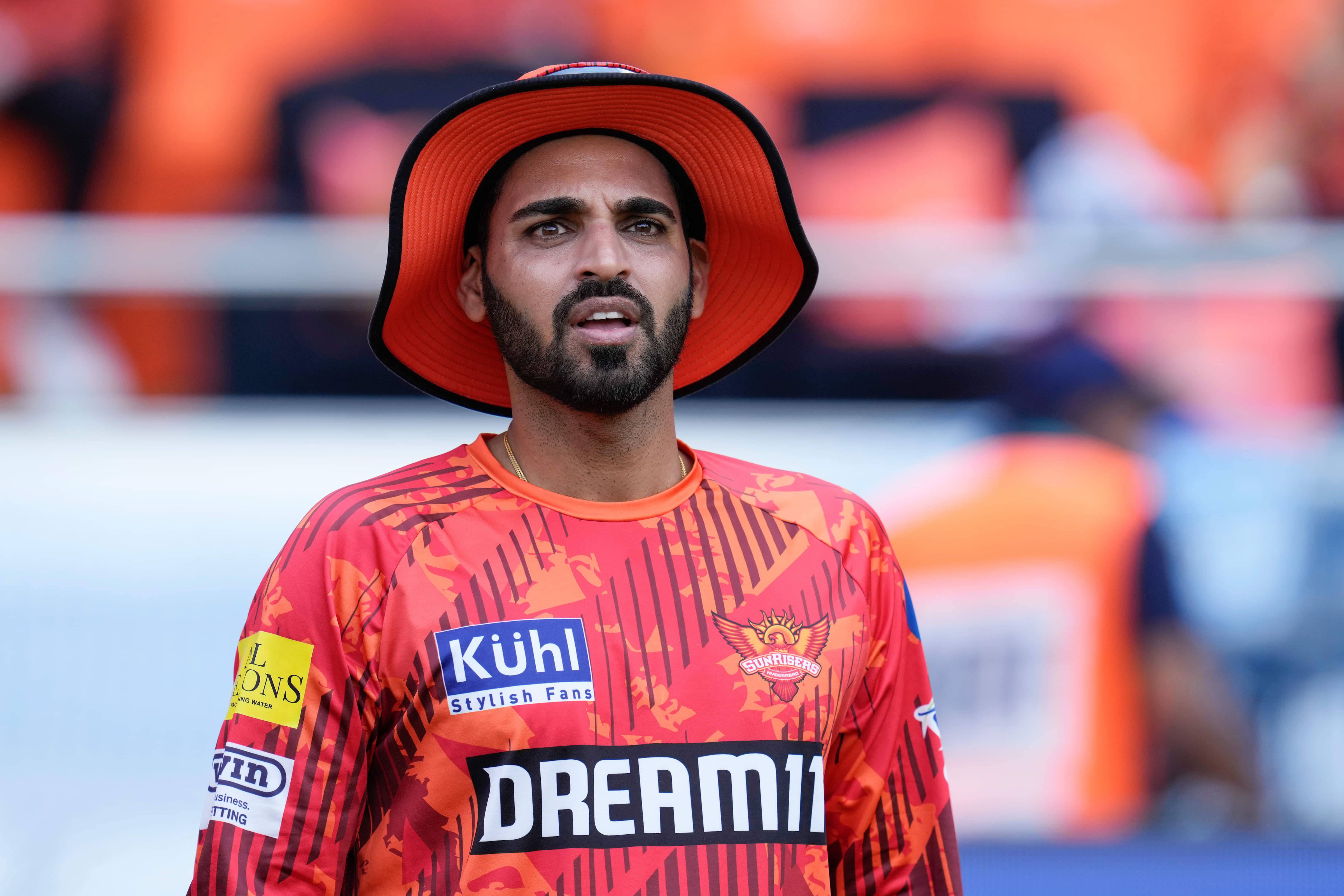 Bhuvneshwar Kumar playing for Sunrisers Hyderabad in IPL 2024