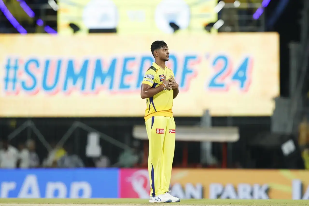 Chennai Super Kings' Matheesha Pathirana celebrating a wicket in IPL 2024