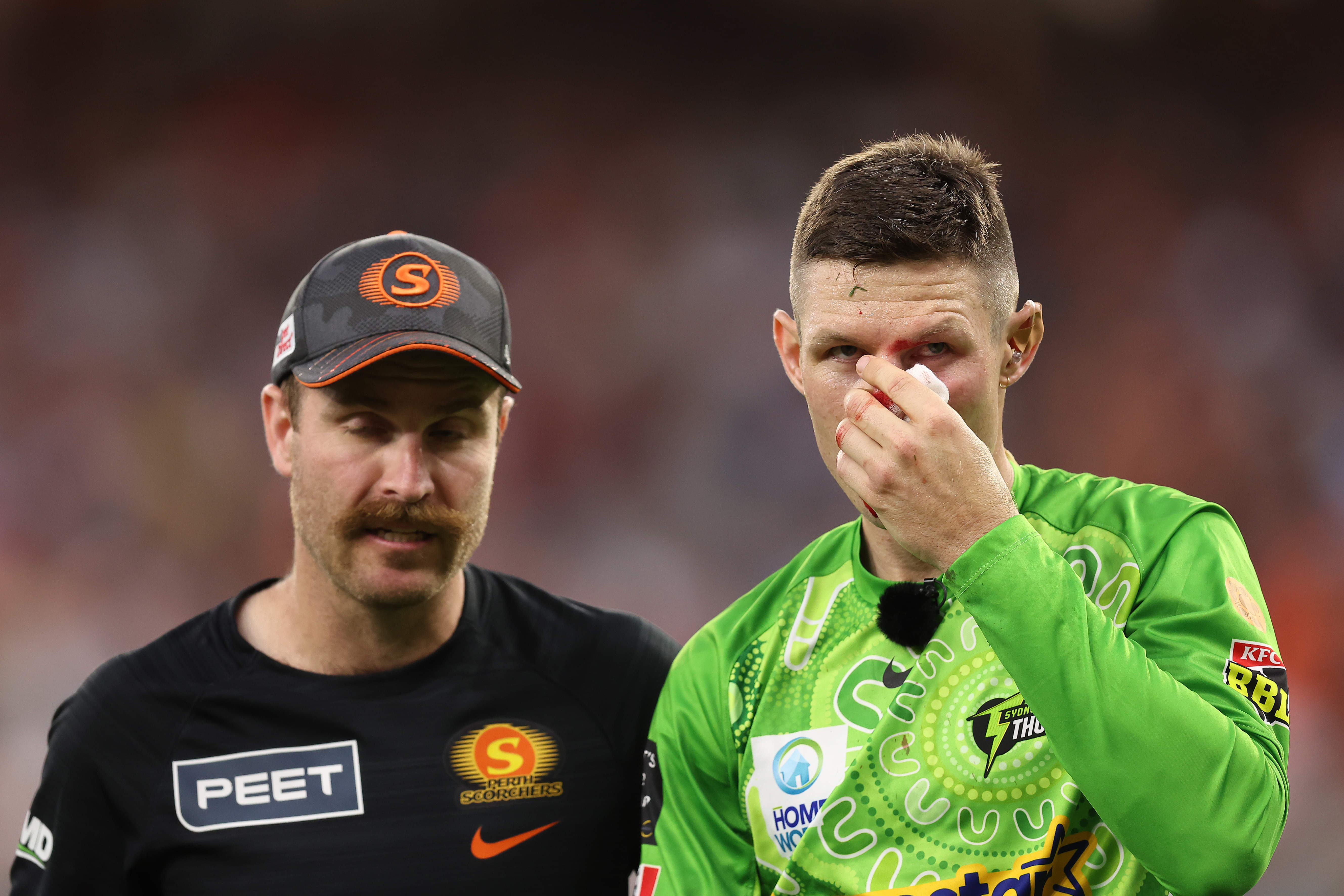 Cameron Bancroft walks off the field during the clash between Perth Scorchers and Sydney Sixers