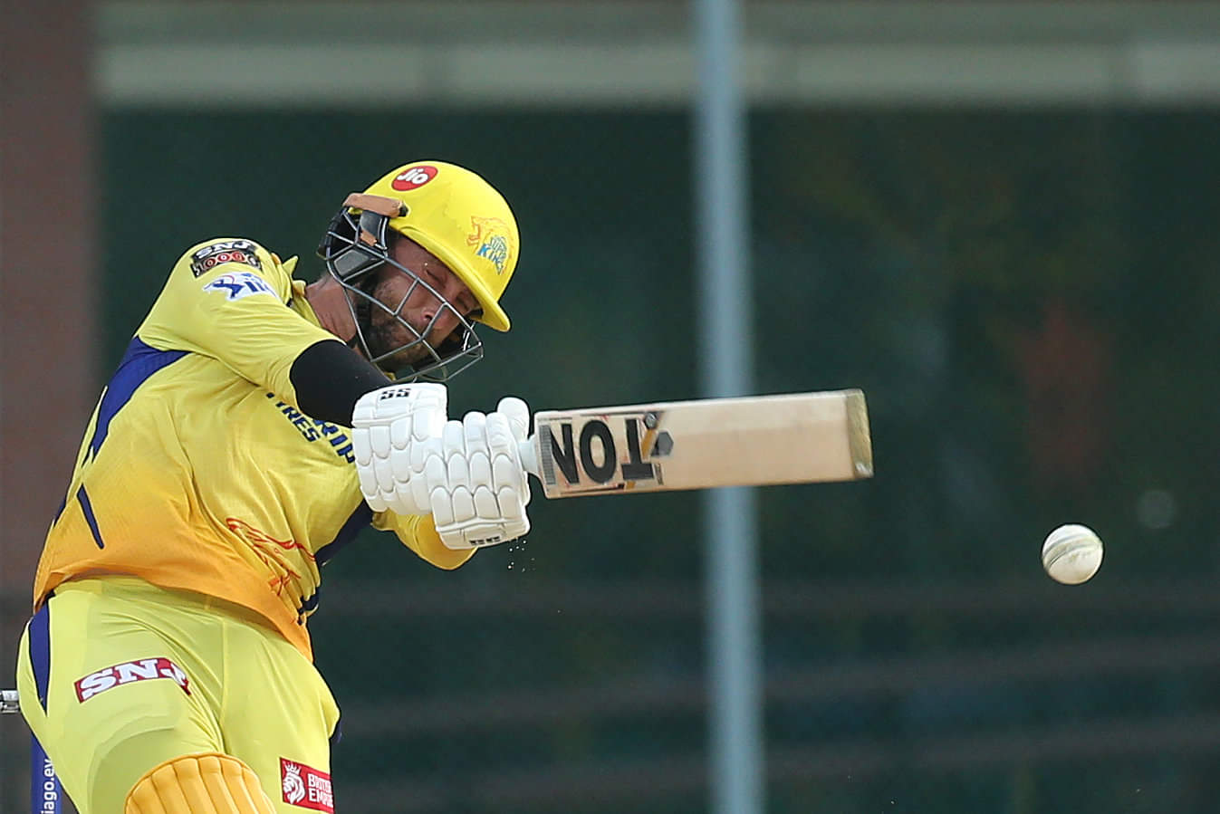 Chennai Super Kings' Devon Conway plays a shot in Indian Premier League