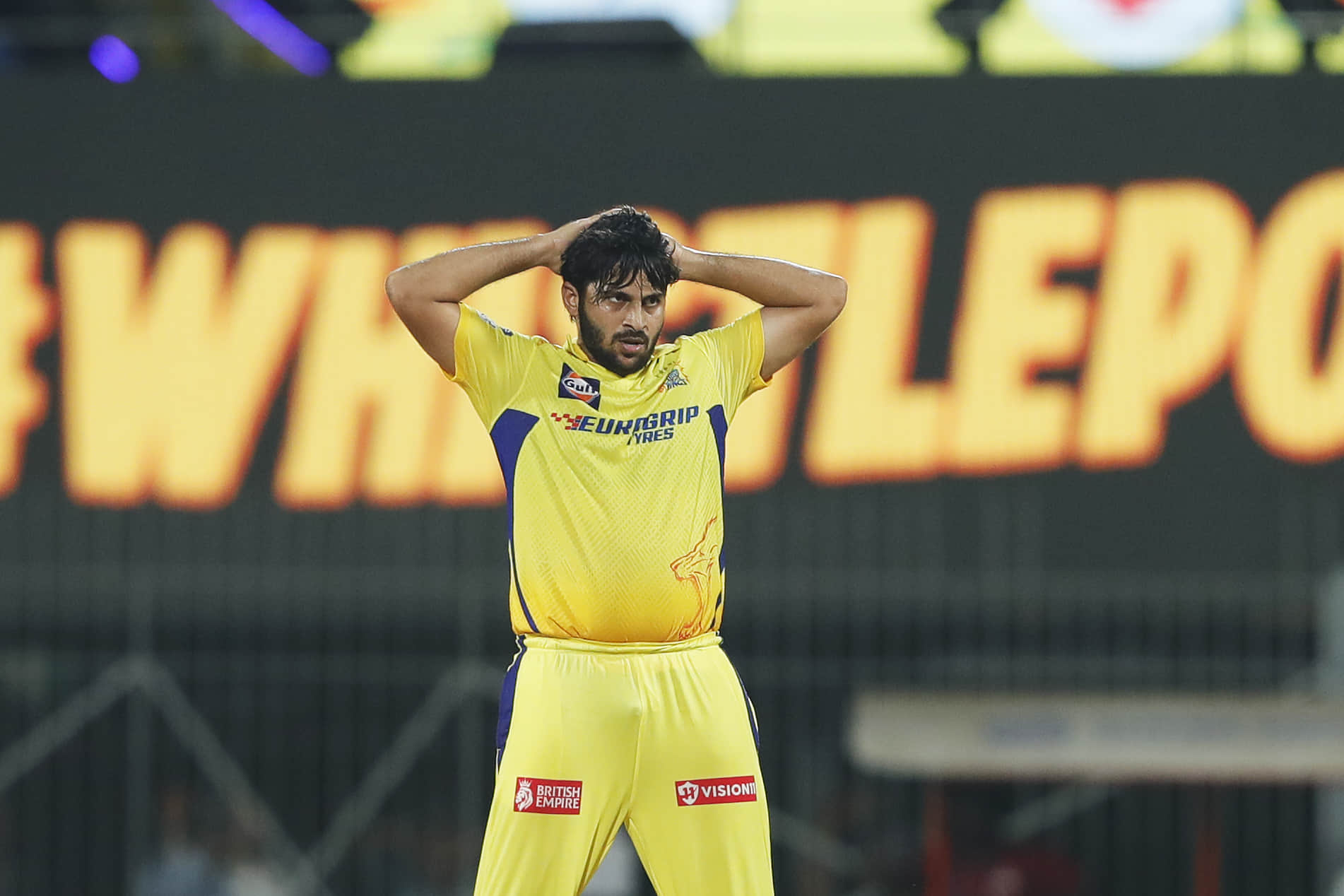 India's Shardul Thakur looks on for Chennai Super Kings in Indian Premier League 