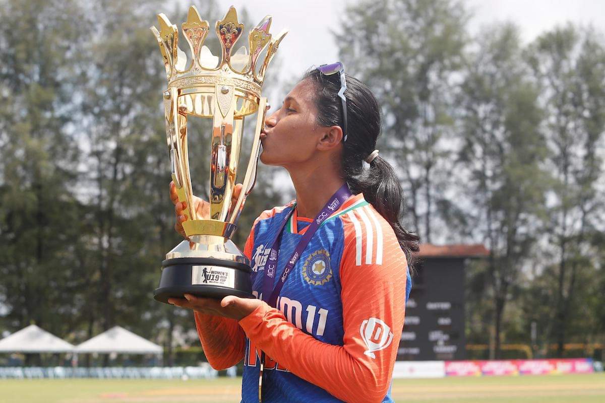 Niki Prasad celebrating India's U-19 Women's Asia Cup win