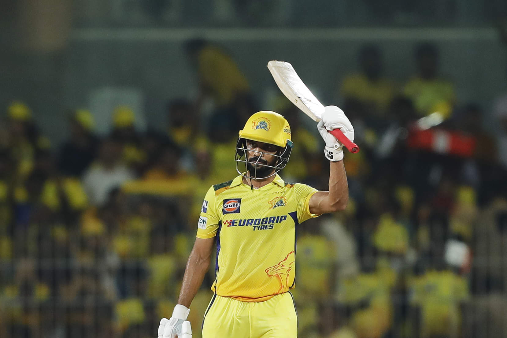  Chennai Super Kings' (CSK) Ruturaj Gaikwad celebrates a fifty