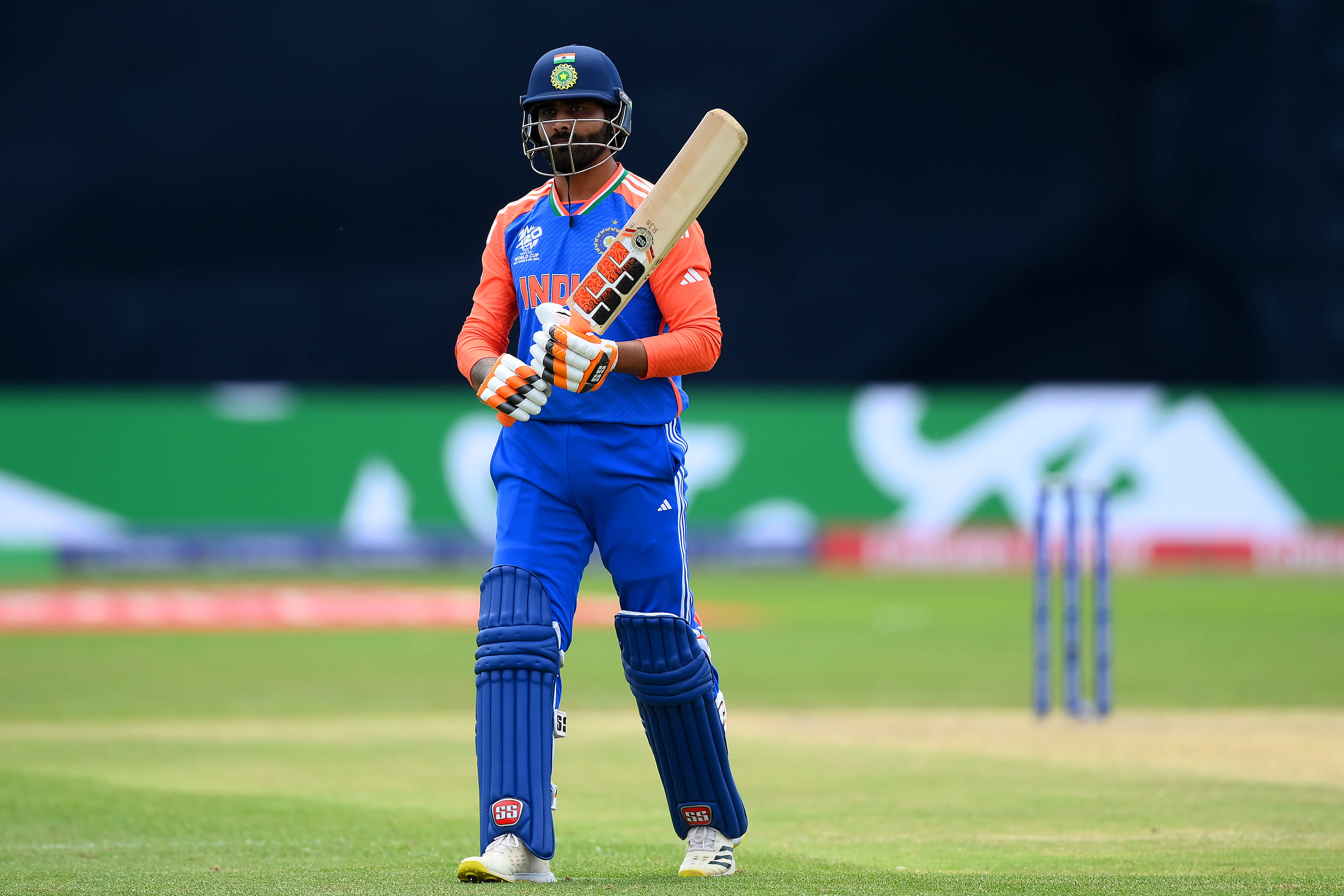 India's Ravindra Jadeja bats