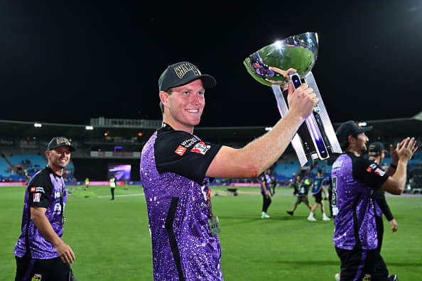Mitchell Owen playing for Hobart Hurricanes