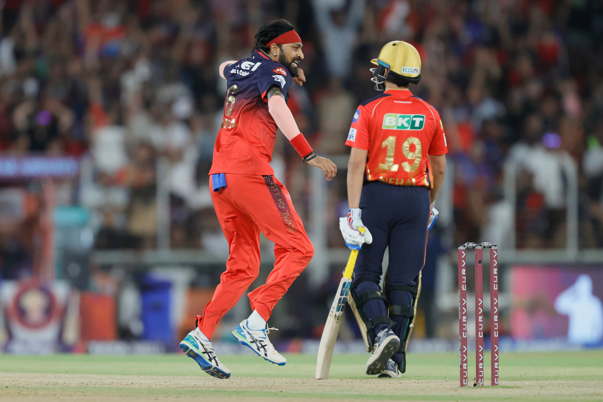 Krunal Pandya celebrating Josh Inglis' wicket in IPL 2025 final