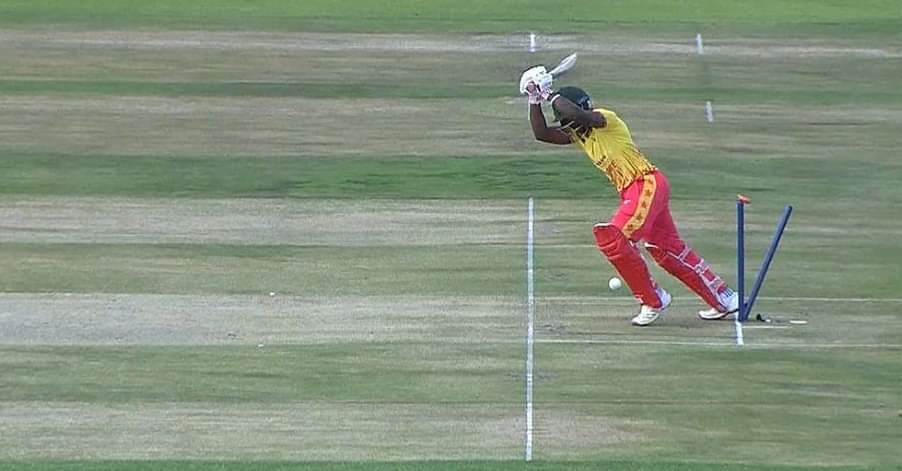 WATCH: Zimbabwe’s Madhevere Gets Hit-Wicket In Bizarre Fashion