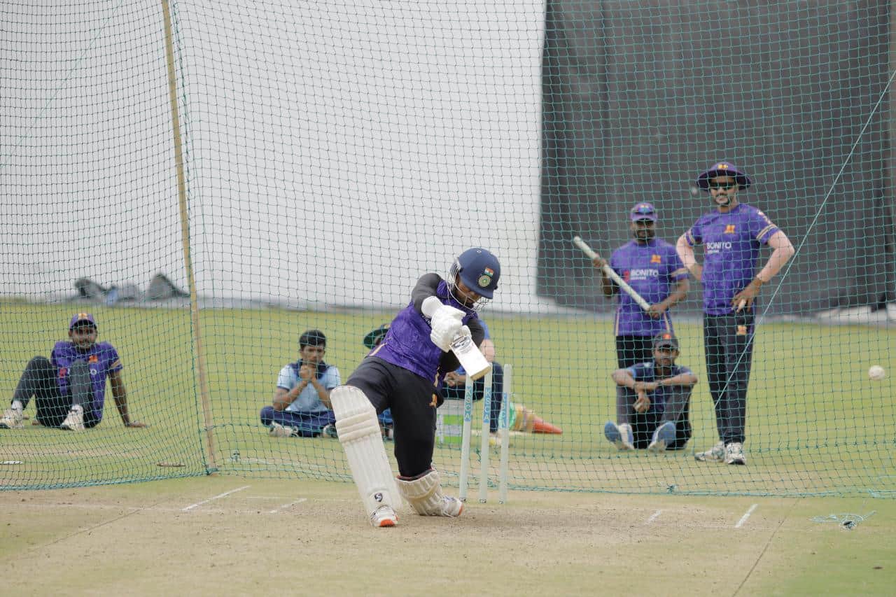 Hardik Raj in the nets with Indian U-19 side during Asia Cup