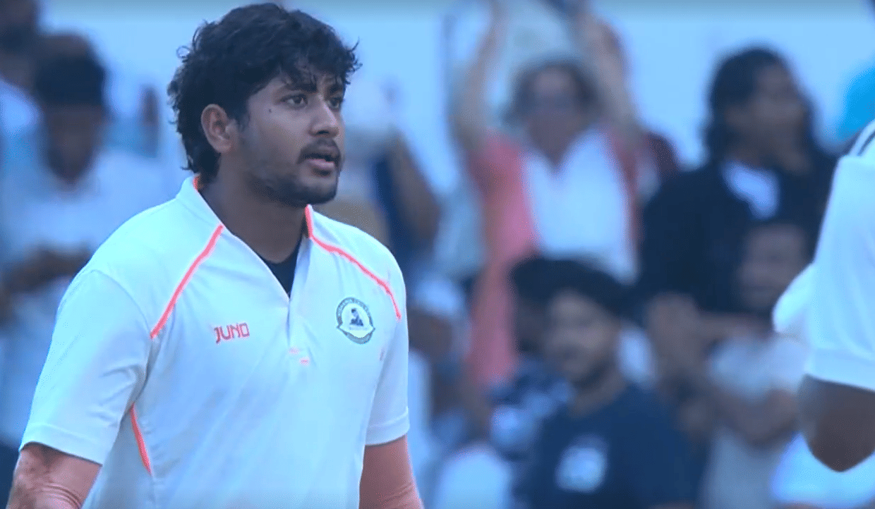 Yash Thakur staring at Yash Dhull