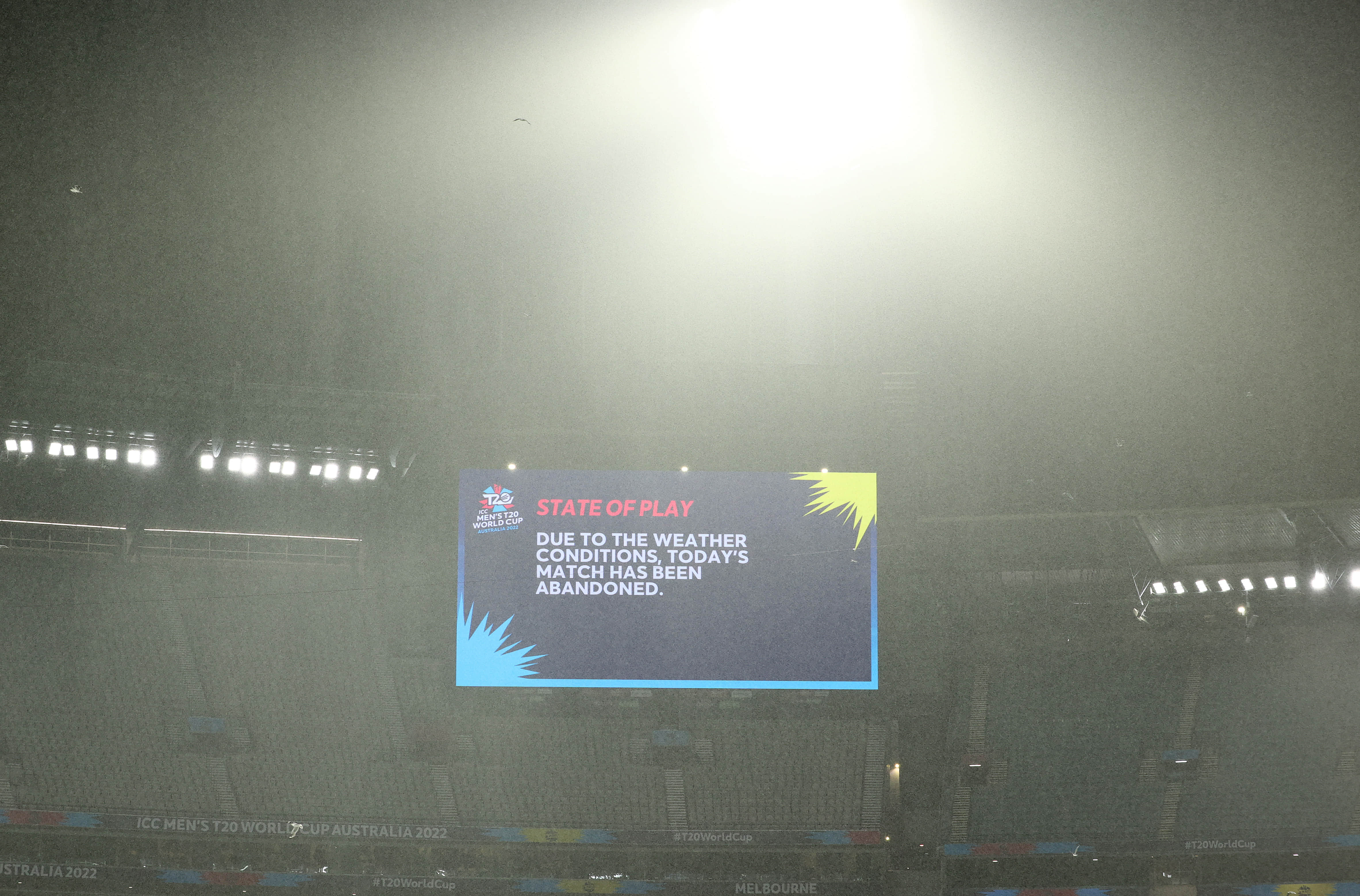 Match called-off due to persistent rain in Melbourne