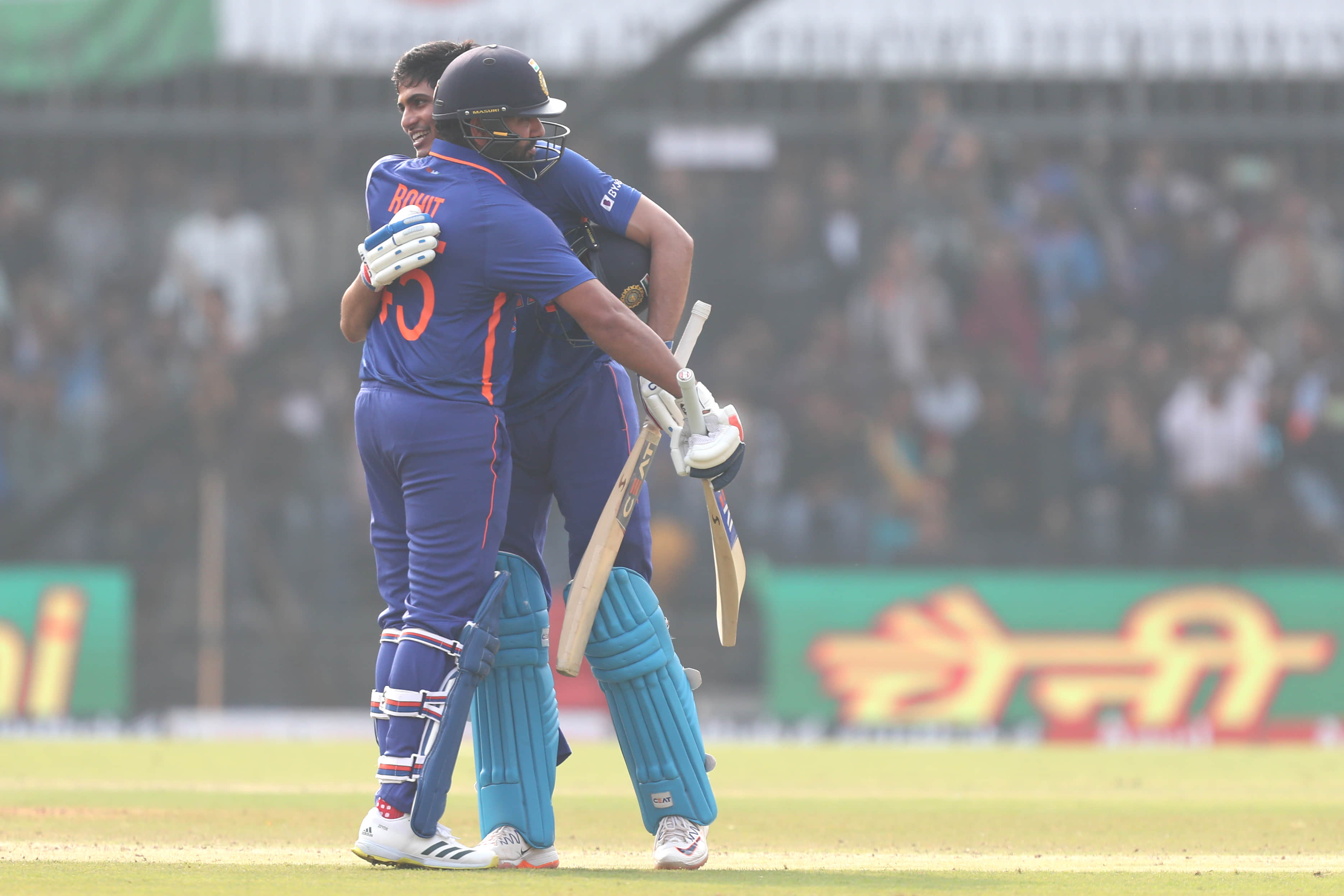 Rohit hits 1st ton in 3 years & equals Ponting; Gill levels Babar  