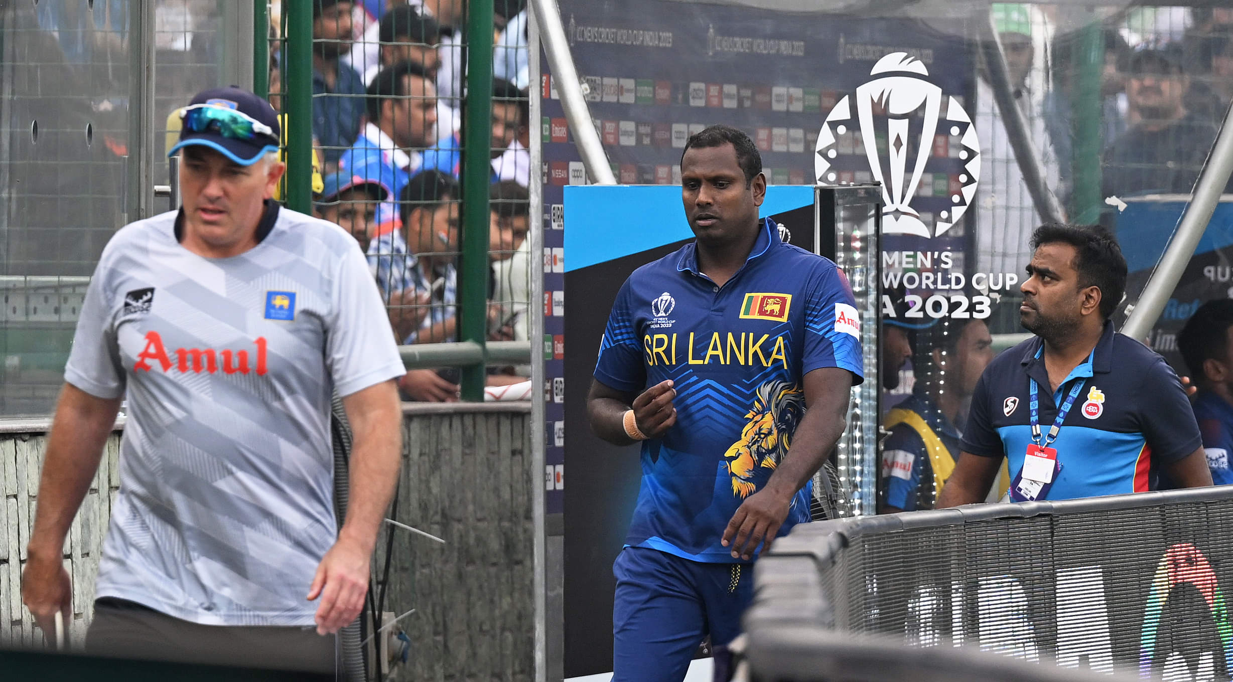 Why was Angelo Mathews "timed out"?