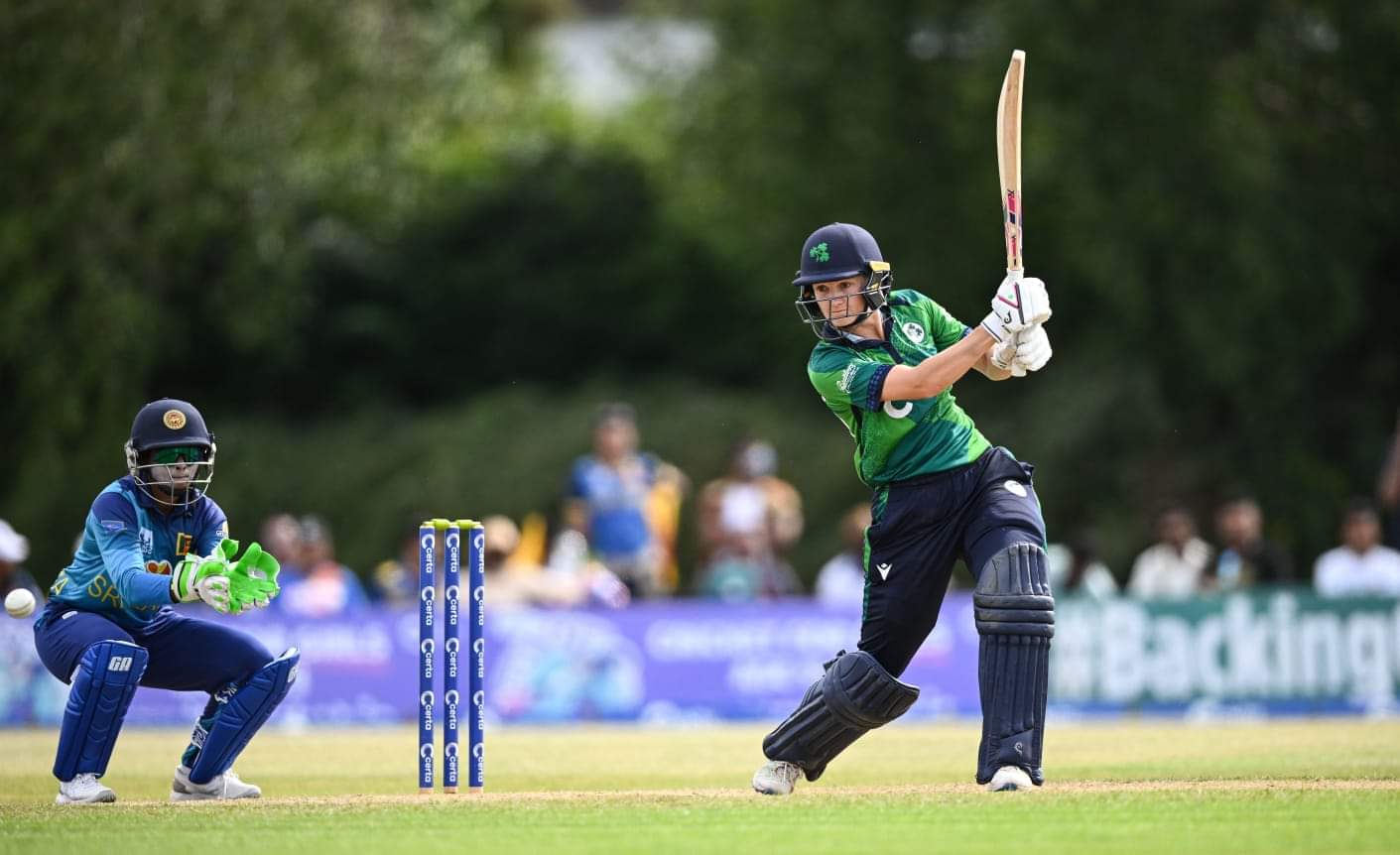 Gaby Lewis’ century guides Ireland to historic first-ever win over Sri Lanka