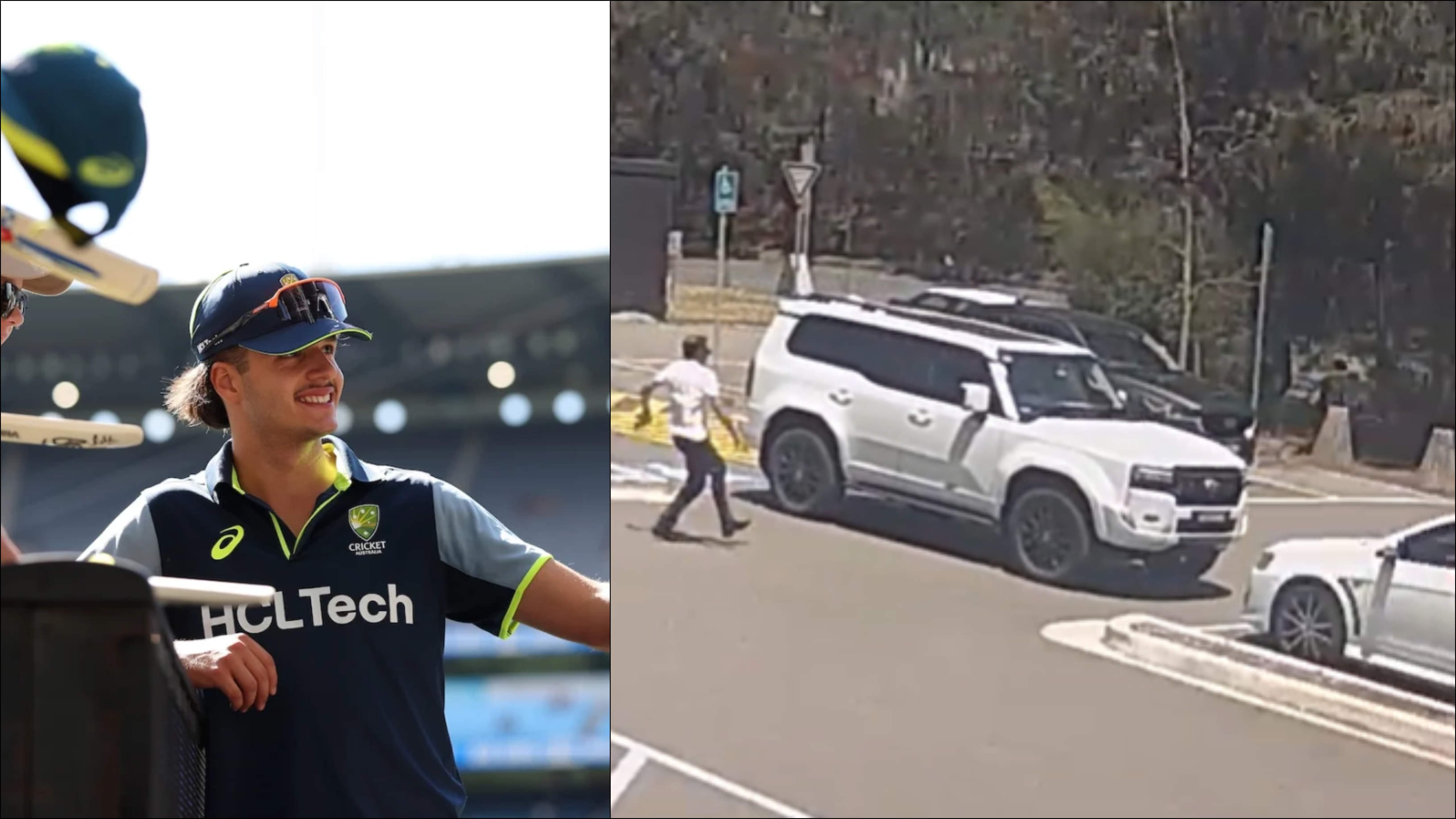 WATCH: Fan crashes car in attempt to take selfie with Sam Konstas