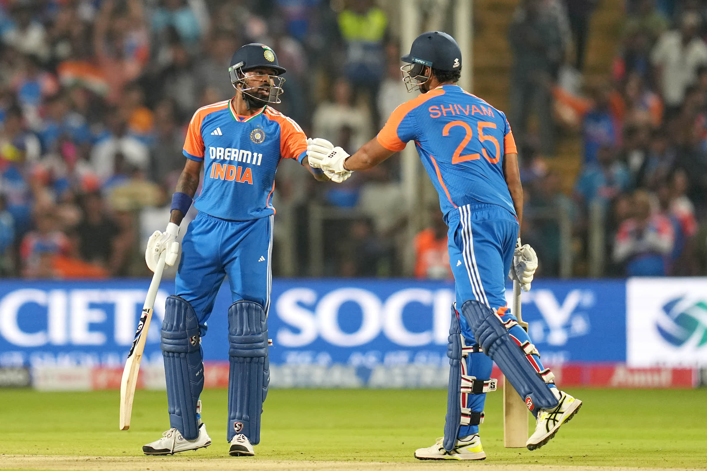 Hardik Pandya and Shivam Dube’s record partnership gives India hope in Pune